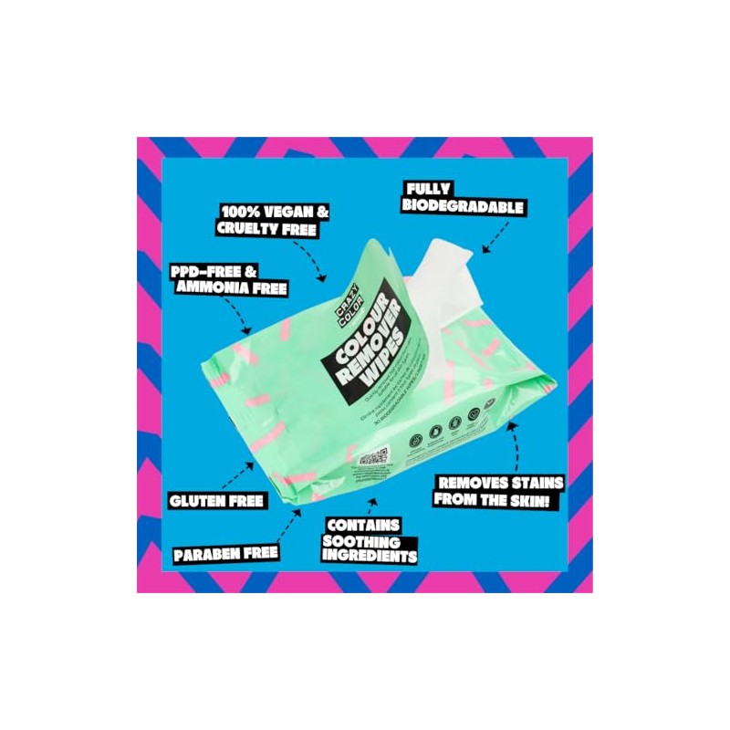Crazy Color Hair Dye Remover Wipes