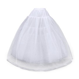 Kryozent Women's 8-Layer Hoopless Tulle Petticoat Crinoline Underskirt for Bridal Wedding Dress Prom Quinceanera Adjustable Waist, White