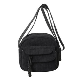 eYLun Women Crossbody Bag Mini Cute Purse Shoulder Bag Corduroy Aesthetic Small Adjustable Wallet Bag Black