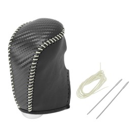 HOPESPANNER Gear Shift Knob Cover for Nissan Altima 2013-2018 Anti-Slip Black Carbon Fiber Beige Faux Leather 1 Pc