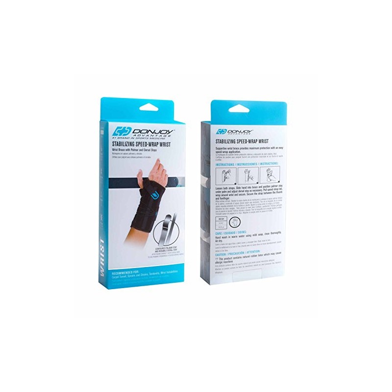 DonJoy Advantage DA161WB02-BLK-R Stabilizing Speed-Wrap Wrist Brace for Carpal Tunnel,