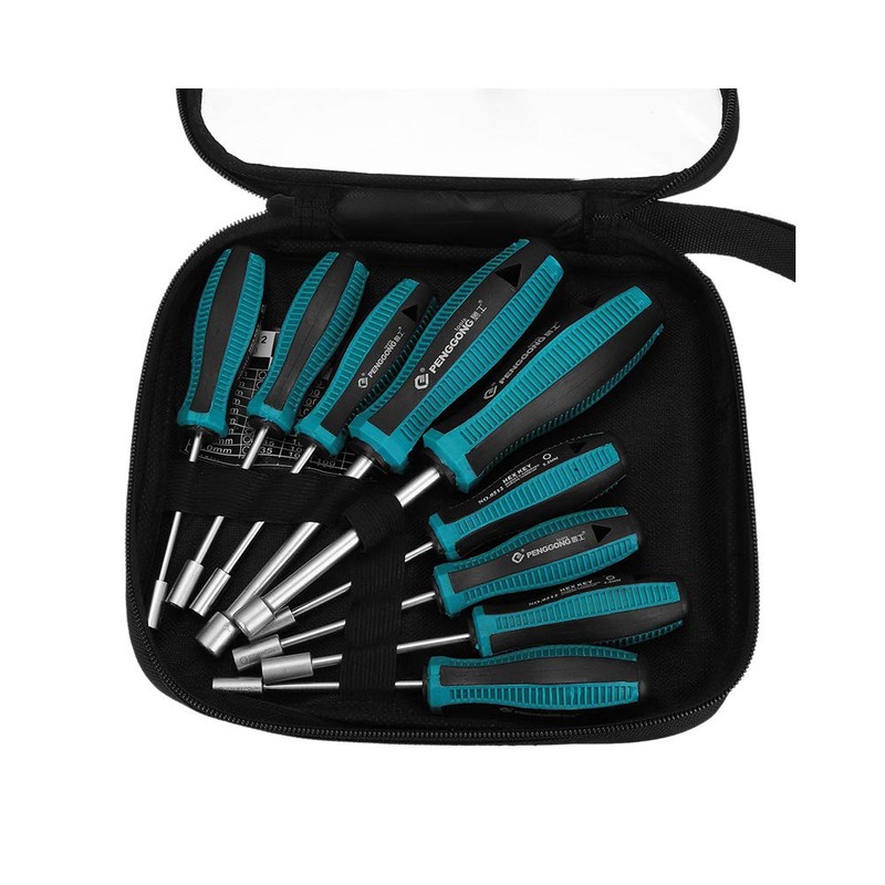 Meichoon 9pcs Socket Wrench Screw Driver Non-Magnetic Tip Metal Hex