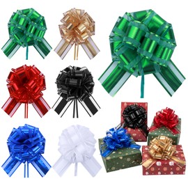 12 Pcs 6 Inch Green Pull Bows, Perfect for Gift Wrapping, Weddings, Party Decorations, Crafts Easy-to-Use Pull Bows for Gifts and Events