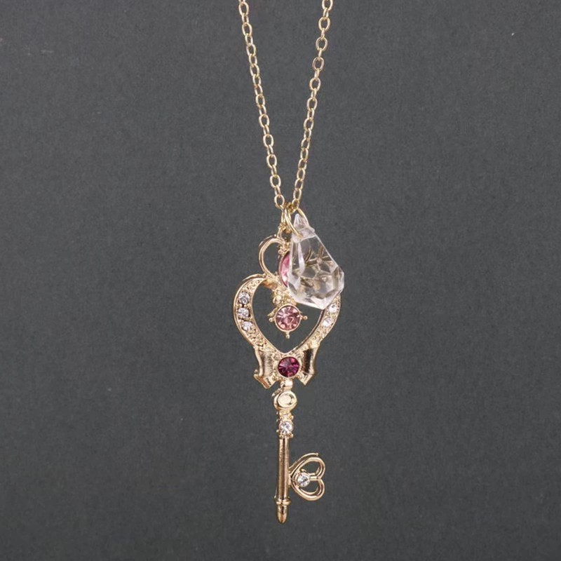 Sailor Moon Necklace Women's Key of Time Crystal Star Compact
