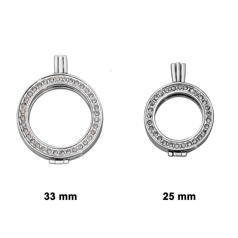 Quiges Silver Plated Copper Interchangeable Coin Holder Pendant 33mm Large