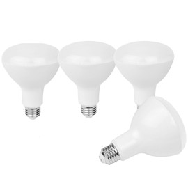 Rysa Light Paquete de 4 bombillas LED BR30 de 2700 K, 15 W (equivalente a 100 W), 1350 lm, luz blanca suave para interiores, ángulo de haz de 120°, base E26, regulable, certificación UL y aprobado por Energy Star