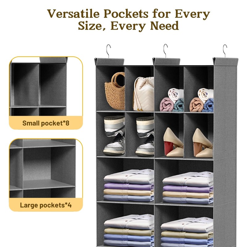 Ofiray-home 4 Tier Hanging Closet Organizer, 12 Compartments Sweater Organizer