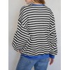 Tankaneo Womens Oversized Color Block Sweatshirts Striped Crew Neck Fall
