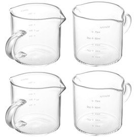 Yarlung 4 Pack Glass Measuring Cups with Double Spouts, Shot Glasses Triple Pitcher for Milk, Espresso, Coffee, Graduated 75ml / 2.5 Oz