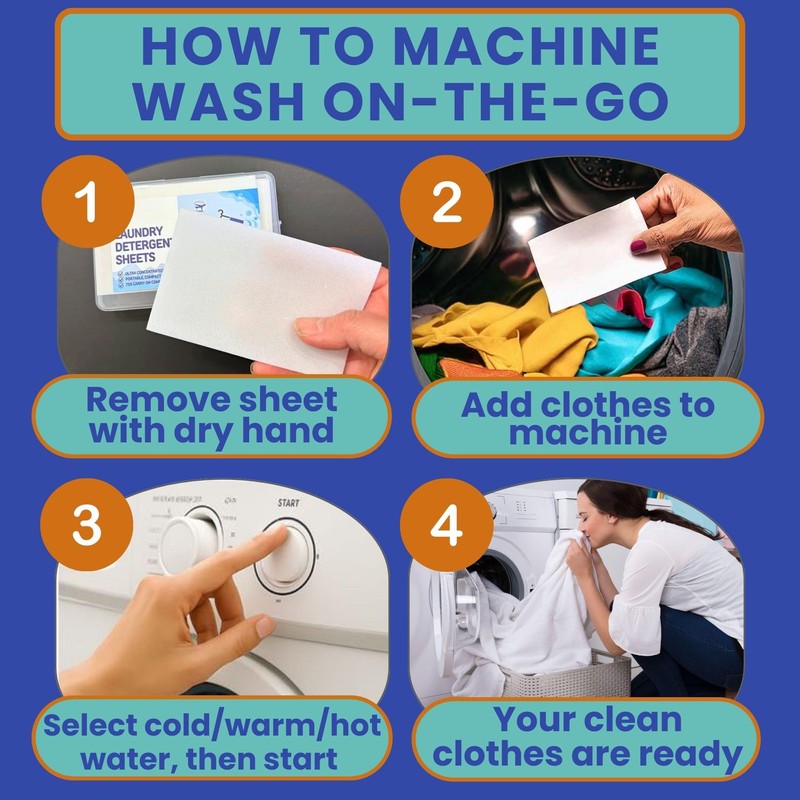 Travel Laundry Detergent Sheets 30 Pack – Hand Wash or