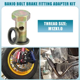 A ABSOPRO Car Turbo Brake Line Bolt Adapter M12x1.0 Thread 32mm Length Double Bolt Brake Fitting Kit for Fuel Oil System with Washers
