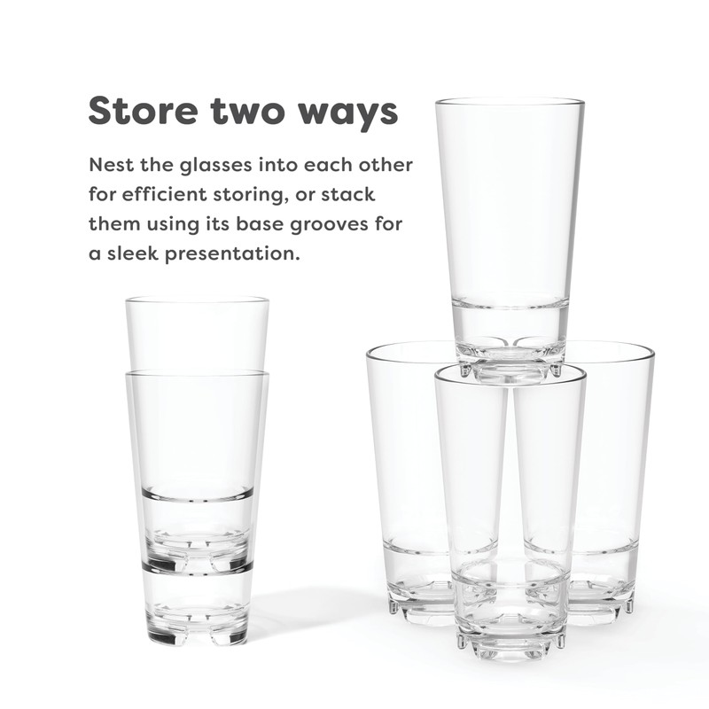 TOSSWARE RESERVE 16oz Stacking Pint, SET OF 4, Premium Quality,