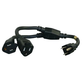 Cablelera Power Cord Extension and Splitter, NEMA 5-15P to NEMA 5-15R x 2, 14 AWG, 15A, 125V (ZWACPQAH-14)