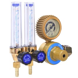 Argon Pressure Regulator, Argon CO2 Regulator, Pressure Reducer, 0.25 MPa, Double Tube with Double Flow Meter, Gas Flow Meter, Argon Gas Regulator, Gas Flow Meter, MIG TIG, Welding Gauge Pressure