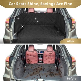 F-color SUV Cargo Liner for Dogs - Waterproof Pet Cargo Liner with Side Flaps, Comfort Dog Cargo Cover with Bumper Flap, Scrachproof Non-Slip Large Size for SUVs Sedans Trunks Vans, Black