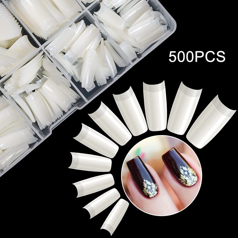500PCS Natural False Nails Tips Lady French Style Acrylic Artificial