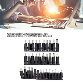 ASHATA 34 Piezas Kit de Adaptador de Corriente CC para Computadora Portátil Adaptador de Corriente para Computadora Portátil Conector de Puntas para p