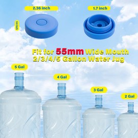 (2 PACK) YEPfomi 5 Gallon Water Jug Cap, Non Spill Water Jug Lids for 55mm Bottles, Food-Grade Silicone 2/3/4/5 Gallon Water Jug Caps Suit for Water Dispenser Water Pump (2)