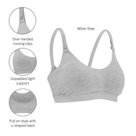 Bravado Designs Women's Cotton Pullover Maternity & Nursing Wireless Full Coverage Bra, Black, Medium Full Cup