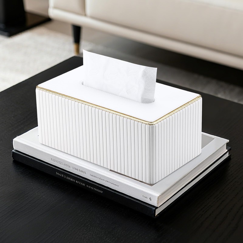 Richblue Tissue Case Tissue Box PU Leather Box Tissue Gold
