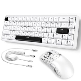 Attack Shark X65 HE Wired Magnetic Switch Keyboard and R1 Mouse Combo, Rapid Trigger Gaming Keyboard, 8KHz Polling Rate,Adjustable Actuation,Superlight BT/2.4G/Wired Mouse,18K DPI for Win/Mac,White