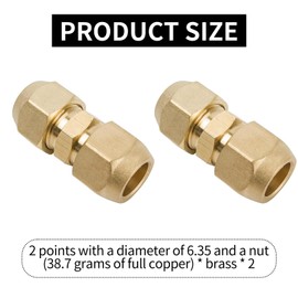 Air Conditioning Copper Pipe, Double Nipple 1/4 Inch, Split Air Conditioning Pipe Connector, Refrigerant Line, Copper Pipes, Connector, Air Conditioning Hose Adapter, Compression Fitting, Climate