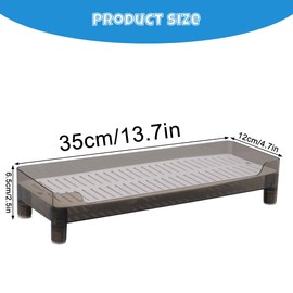 Doafoce Bathroom Tray, Rectangular Decorative Tray, 35 x 12 cm, Brown Dressing Table, Oblong Decorative Tray, Make Up Organiser, Versatile Organiser Tray, for Living Room, Kitchen, Bathroom