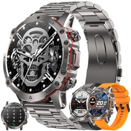 Men's Smartwatch with Phone Function, 1.43 Inch HD Full Touchscreen 5ATM with 110+ Sports Modes, Fitness Tracker, Sports Watch, Sleep Monitor, Pedometer, Message, Reminder, Heart Rate Monitor Watch