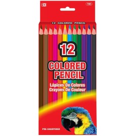 BAZIC Vibrant Pre-Sharpened Colored Pencils Drawing Sketching Coloring 12 pc Set