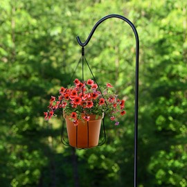 Ashman Black Shepherd Hook 92 Inch (Pack of 3), 1/2-Inch Thick, Solid Metal Single Piece Hook, Super Strong, Rust Resistant, Hanging Plant Baskets, Heavy Bird Feeders & More.