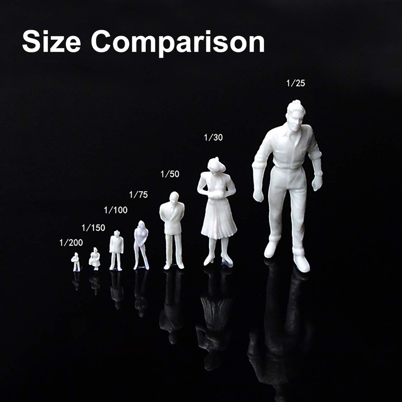 MYCreator Unpainted Architectural 1:100 HO Scale Model Figures 100PCS White