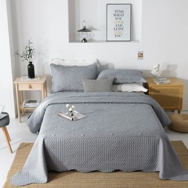 Brandream Romantic Quilt Set Queen Size Luxury Matelasse Bedspread Coverlet Set Vintage Quilt Bedding Set Collection Gray