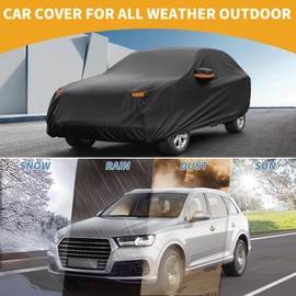 Partuto All-Weather Waterproof Car Cover - UV-Resistant Outdoor Full Exterior Protection for Kia Sportage 2010-2025 210D-PU Black with Right Side Zipper