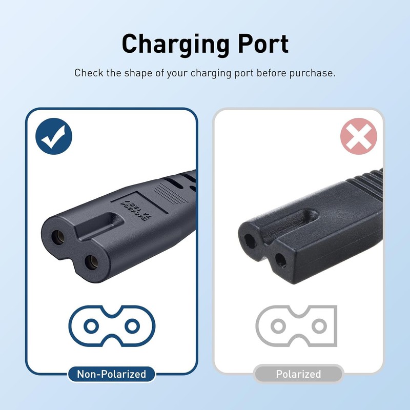 Elliptical Machine Power Cord 2 Prong Power Cord Adapter 5FT