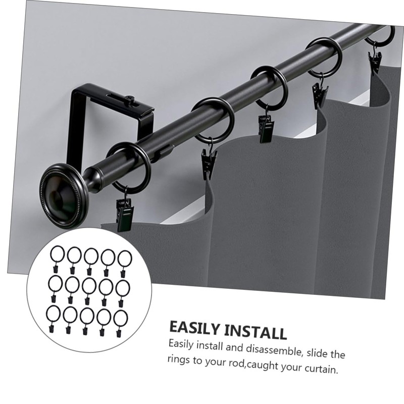 GRIRIW 40pcs Curtain Rings with Clips Drapery Rings for Easy