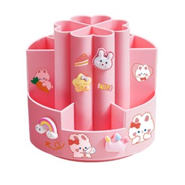 Eabdice Desk Pen Holder, 360° Rotating Pen Holder, 5 Compartments, Multifunctional Pen Holder, Children, for Home, School, Office, Library