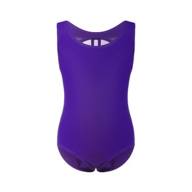 Phineein Maillot de gimnasia de ballet sin mangas para niñas, atlético, entrecruzado, malla en la espalda, Púrpura Royal, 4/5