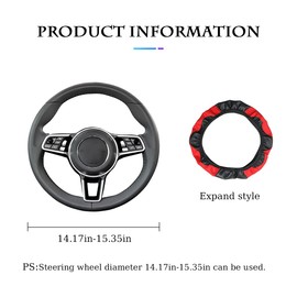 Adunsiaoto Steering Wheel Cover, Genuine Leather, Breathable, Anti-Slip, Breathable Steering Wheel Protection, Suitable for Car/SUV, Cosy Breathable Steering Wheel Protector (Blue)