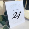 Classic Flourish Wedding Table Numbers, Silver, 1-80, Double Sided, Tent