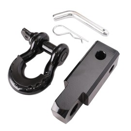 Angcosy Tow Hook Hitch Receiver 2" - 45,000 Lbs Break Strength Heavy Duty Receiver with 5/8" Screw Pin, 3/4 Shackle - Towing Accessories for Vehicle Recovery Off-Road, Sleek All-Black Design