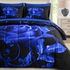 WONGS BEDDING Blue Comforter Set King 7 Pieces, Reversible Blue