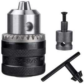 Bestgle 1.5-10mm Drill Chuck Metal Key + 1/2 Inch Adapter Socket Impact Hex Shank Key Included for Screwdriver Electric Screwdriver Accessories Black