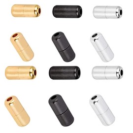 NA 30 Pcs Metal Capsule Shoelace Buckle, Lazy Laces Buckle, Thick Shoelace Buckle Lock Shoelaces Accessories for Sneaker Shoelaces Repair, Black/Silver/Gold