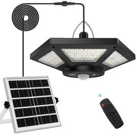 AEQ Solar Shed Light Indoor Outdoor Work in Daytime with Remote Control, 360° Lighting Waterproof Solar Indoor Lights with Motion Sensor/Timer/5 Modes for Home Garage Barn