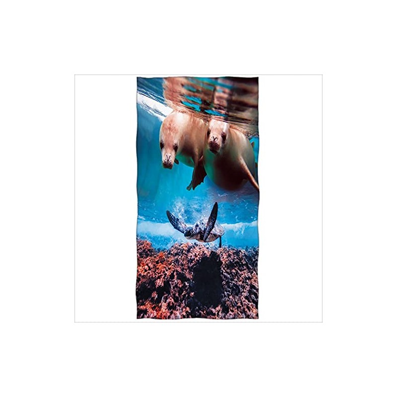 Zomer Bath Towel Microfibre Beach Towel Printed with Turtles and