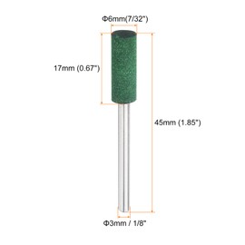 sourcing map 10pcs Rubber Polishing Bits, Rotary Buffing Bits with 6mm (7/32-inch) Mounted Cylindrical Head, 3mm (1/8-inch) Shank, for Metal, Jewelry, Stone, Rock Grinding, Green