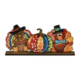 Smile Thanksgiving Wooden Decor Indoor, Turkey Decor Pumpkin Standing Centerpieces, Thanksgiving Table Tiered Tray Kitchen Decorations
