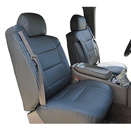 Iggee 2003-2006 Chevy Silverado Charcoal Artificial Leather Custom Made Original fit Front Seat Covers & 2 Armrest Covers