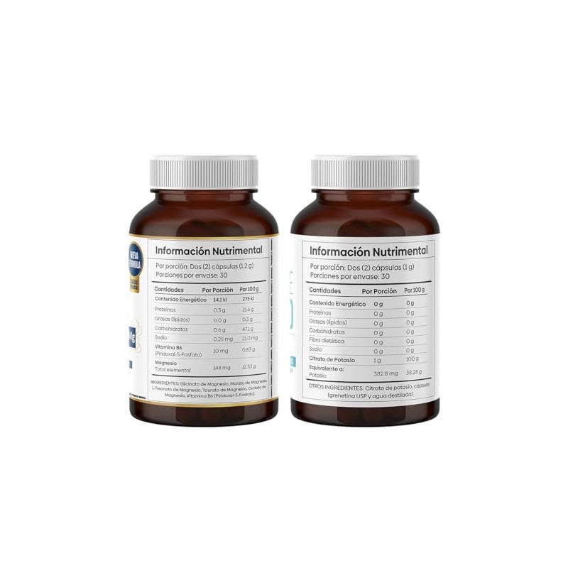 Pack Magnesio Ultra Citrato Potasio Nutrientes Vidalabs México Función Muscular