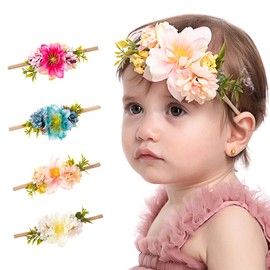 Wiwpar Flower Crown Headband Flower Headwear Hair Bands Elastic Adjustable Head Piece Girl's Hairbands for Toddler and Childrens （Blue）